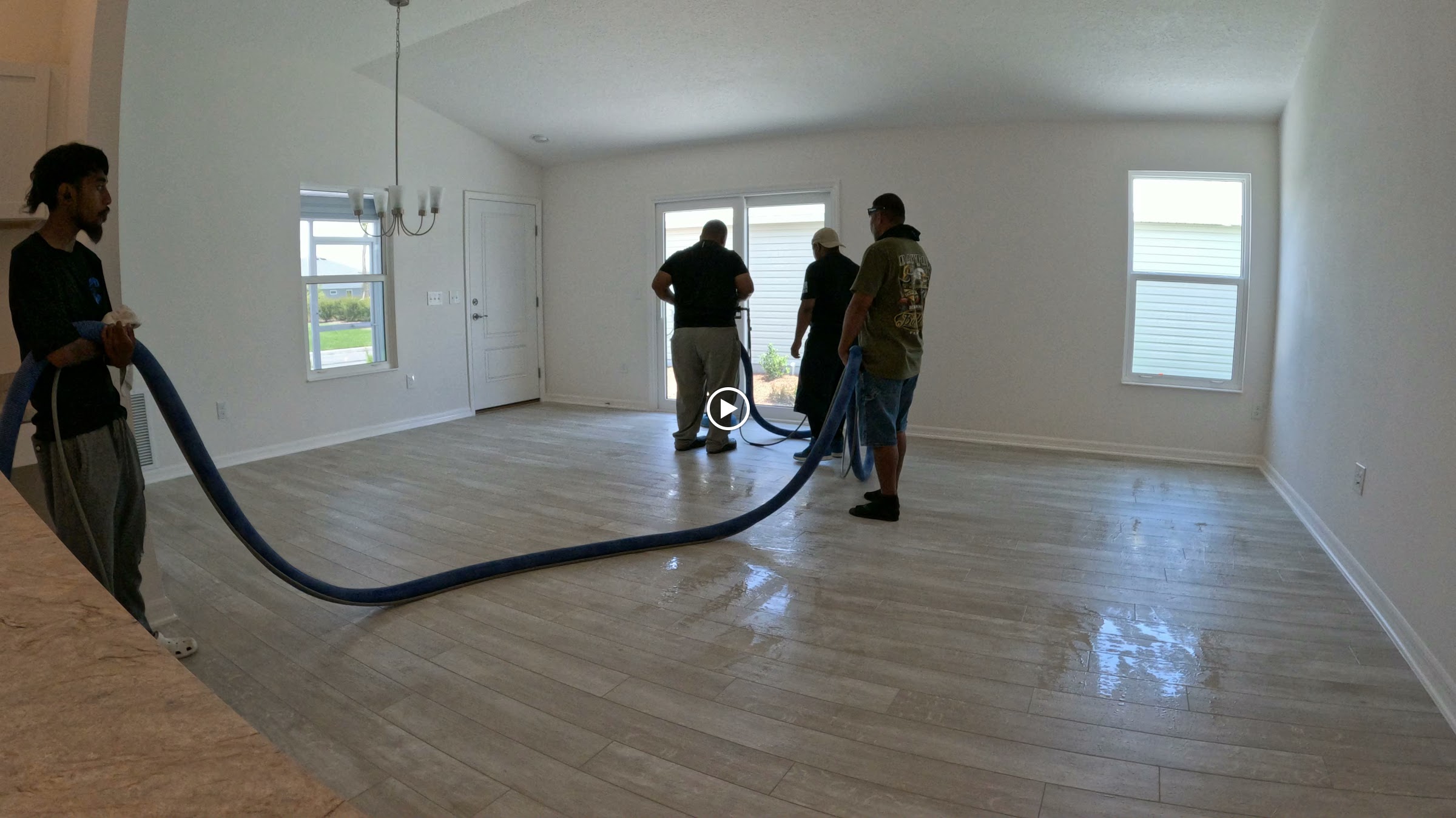 Compton Services crew cleaning a newly-built Villages home